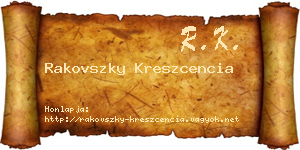 Rakovszky Kreszcencia névjegykártya